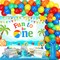 Beach Ball Themed 1st Birthday Party Decorations (Blue) 12 inches, 5 inches